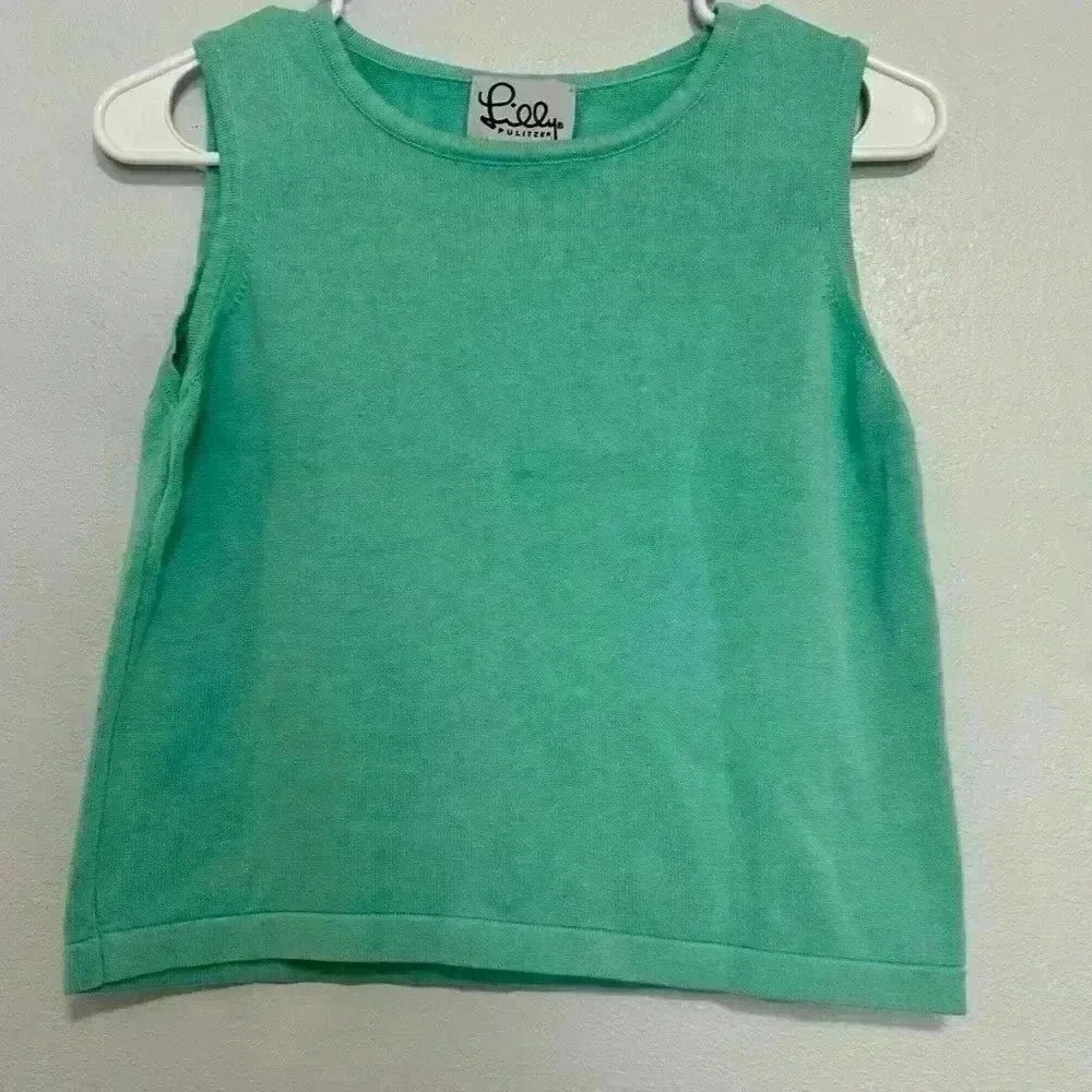 Lilly Pulitzer Knit Shell Women PS Mint Green Excellent Sleeveless Cotton Top